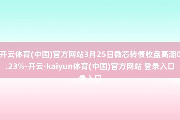 开云体育(中国)官方网站3月25日微芯转债收盘高潮0.23%-开云·kaiyun体育(中国)官方网站 登录入口