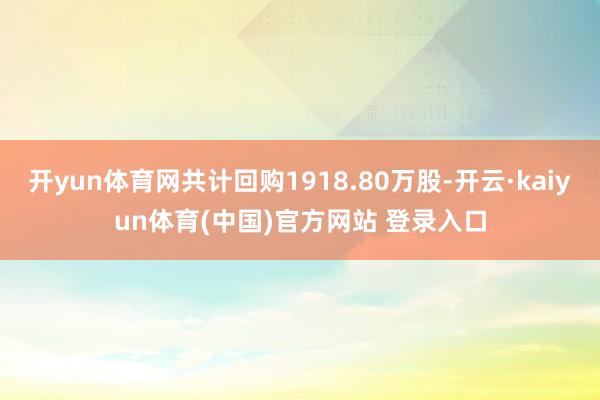 开yun体育网共计回购1918.80万股-开云·kaiyun体育(中国)官方网站 登录入口